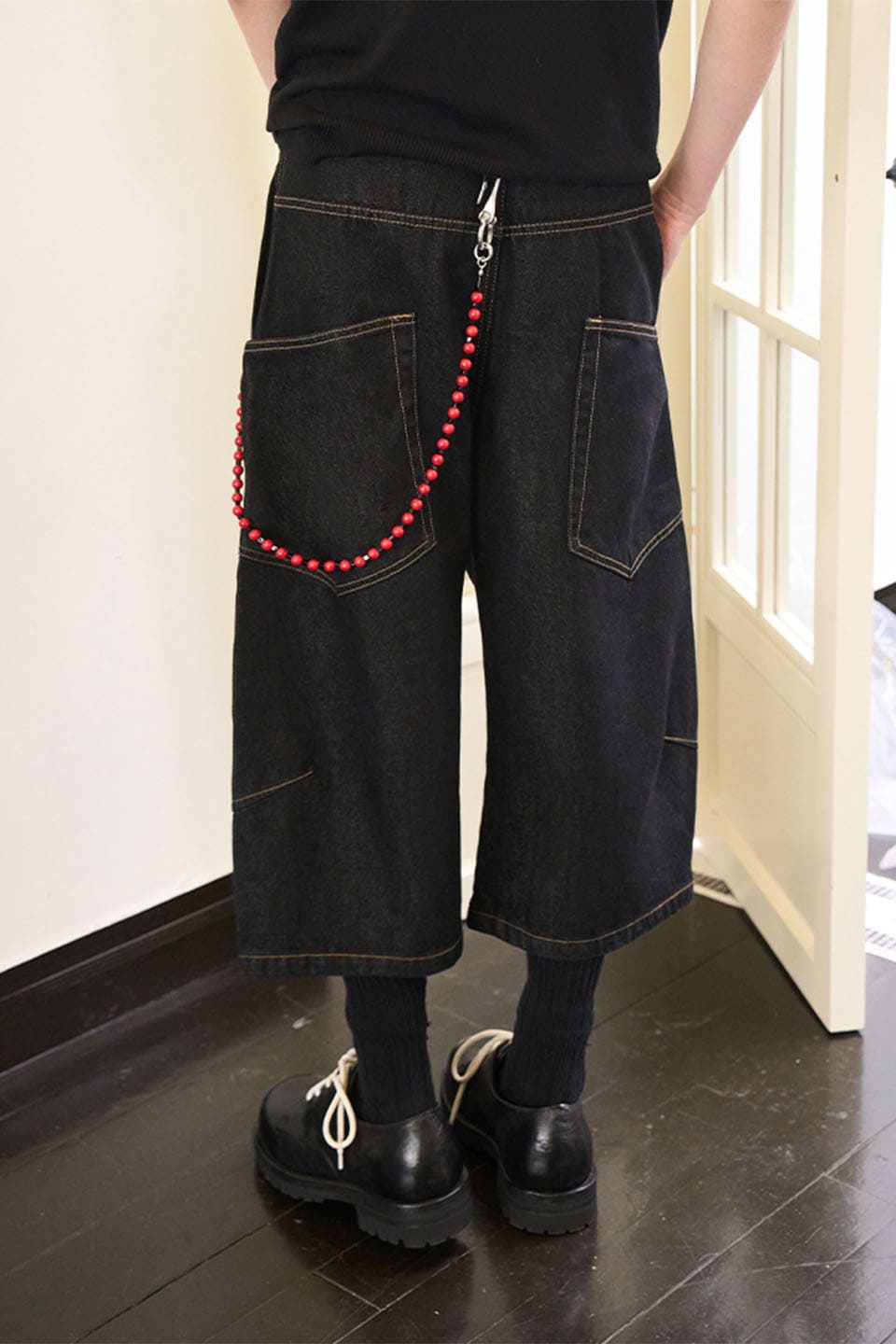 Patch Pocket Denim Cropped Pants