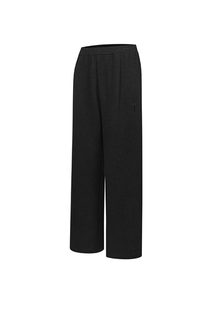 Knitted Blooming Flower Embroidery Pants