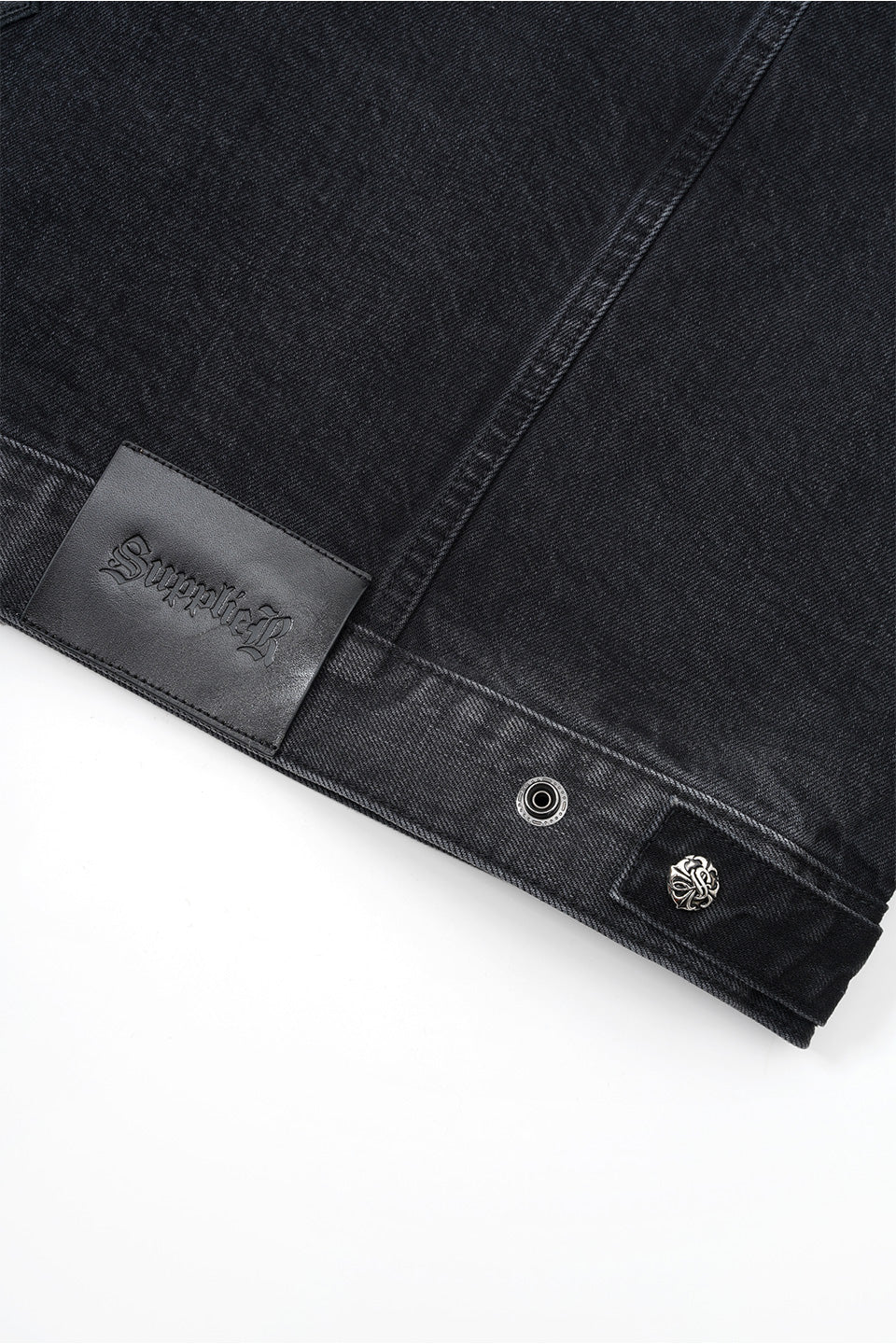 Multiple Cross Leather Patch Denim Jacket