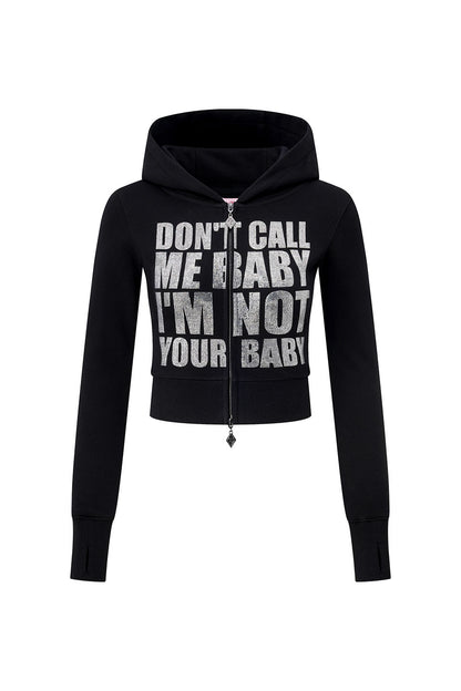 Not Your Baby Cropped Zip Hoodie