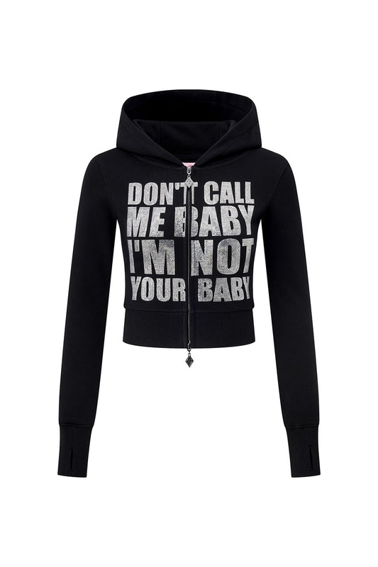 Not Your Baby Cropped Zip Hoodie