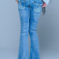 Embroidery Flared Jeans Women's