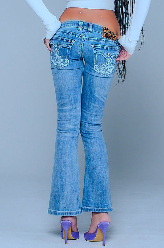 Embroidery Flared Jeans Women's