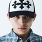 Cross Leather Patch Mesh Cap