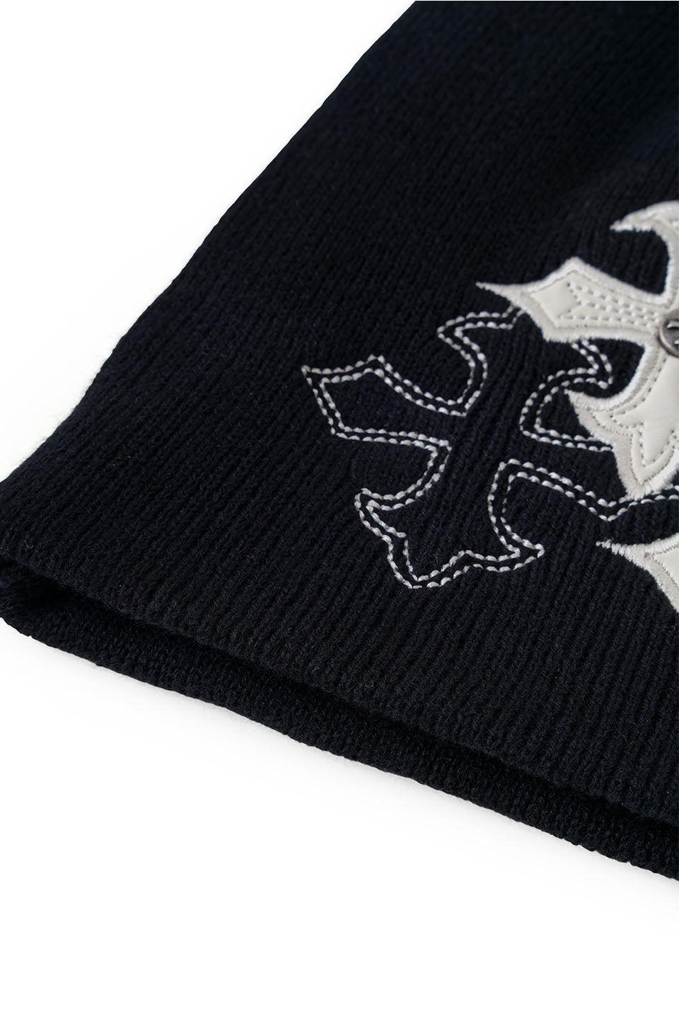 Multiple Cross Leather Patch Beanie