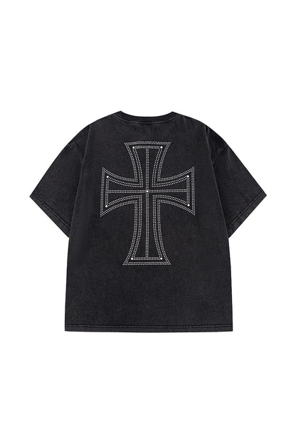 Outline Cross Rhinestone Tee