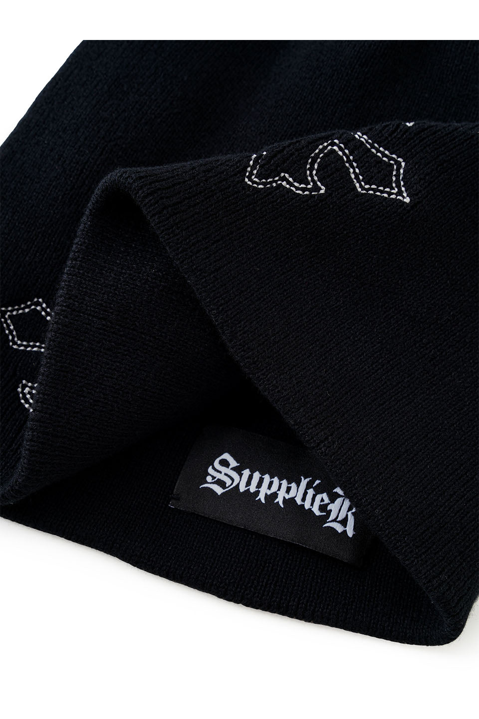 Multiple Cross Leather Patch Beanie