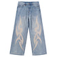 Tribal Leather Patch Baggy Denim Jeans