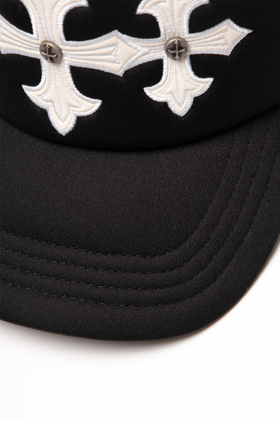 Cross Leather Patch Mesh Cap