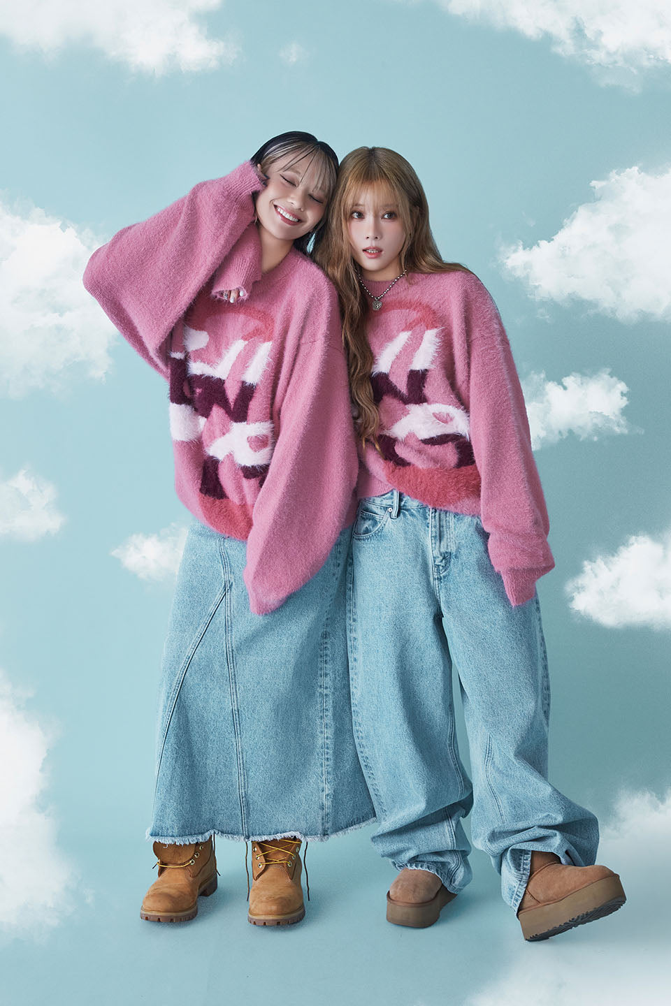 ANGEL Oversized Gradation Logo Knit Pink