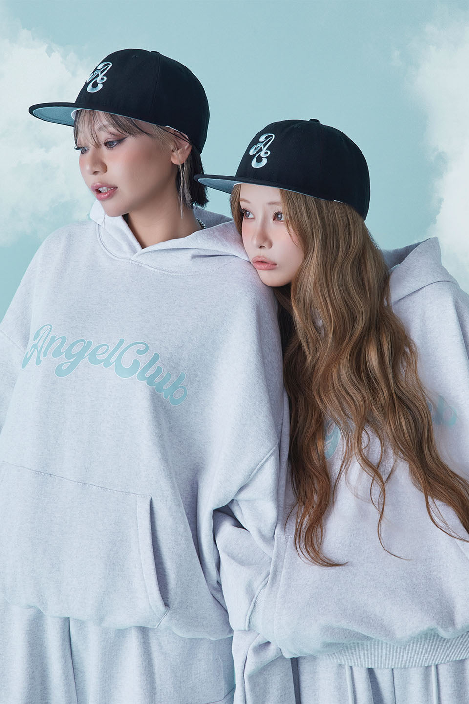 ANGEL Oversized Logo Hoodie Gray