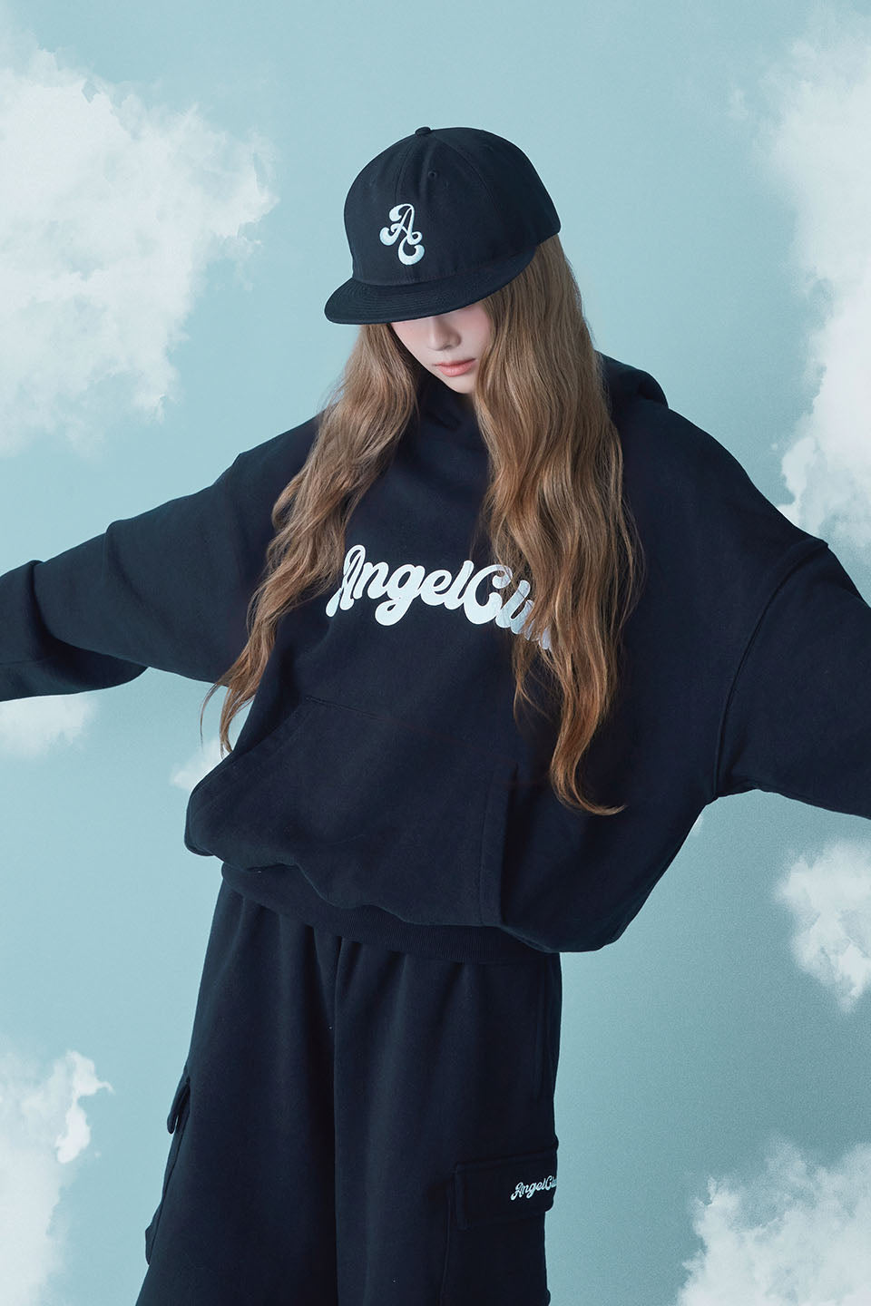 ANGEL Oversized Logo Hoodie Black