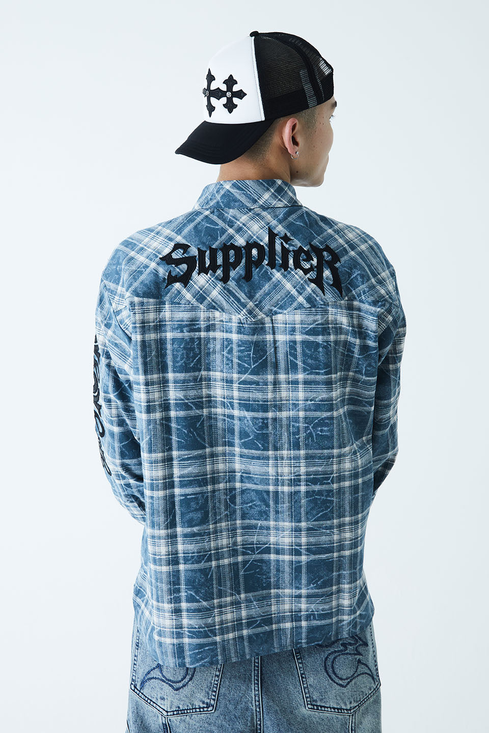 Cross Leather Patch Mesh Cap