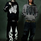 【一部予約販売】Fire Bones Leather Patch Zip Hoodie