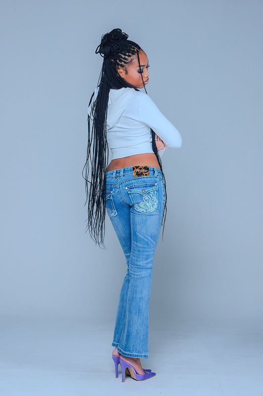 Embroidery Flared Jeans Women's