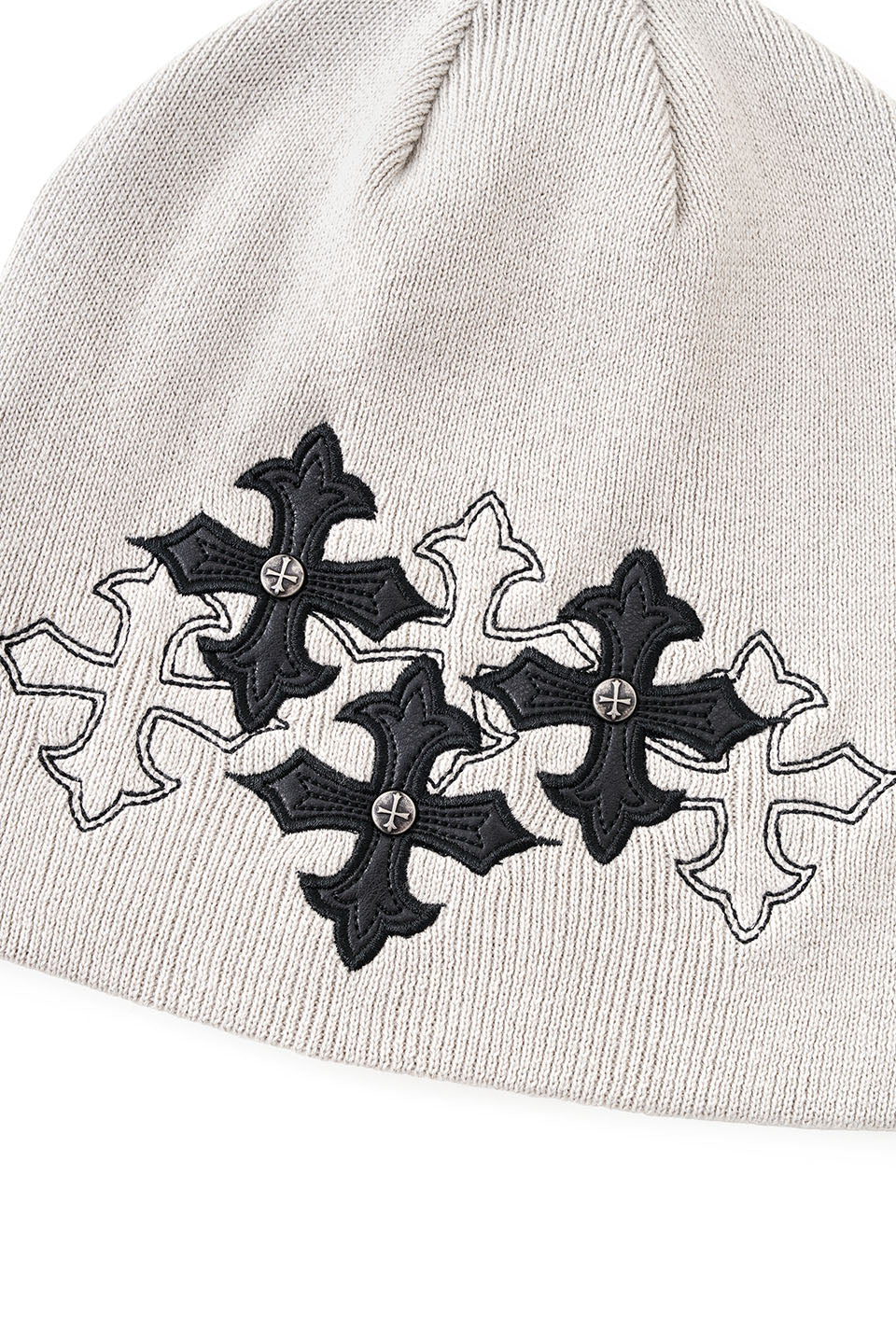 Multiple Cross Leather Patch Beanie
