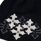 Multiple Cross Leather Patch Beanie