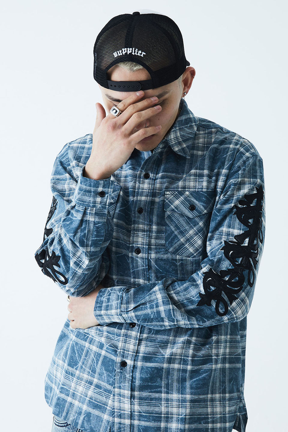 Cross Leather Patch Mesh Cap｜SUPPLIER｜キャップ