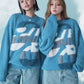 ANGEL Oversized Gradation Logo Knit Blue