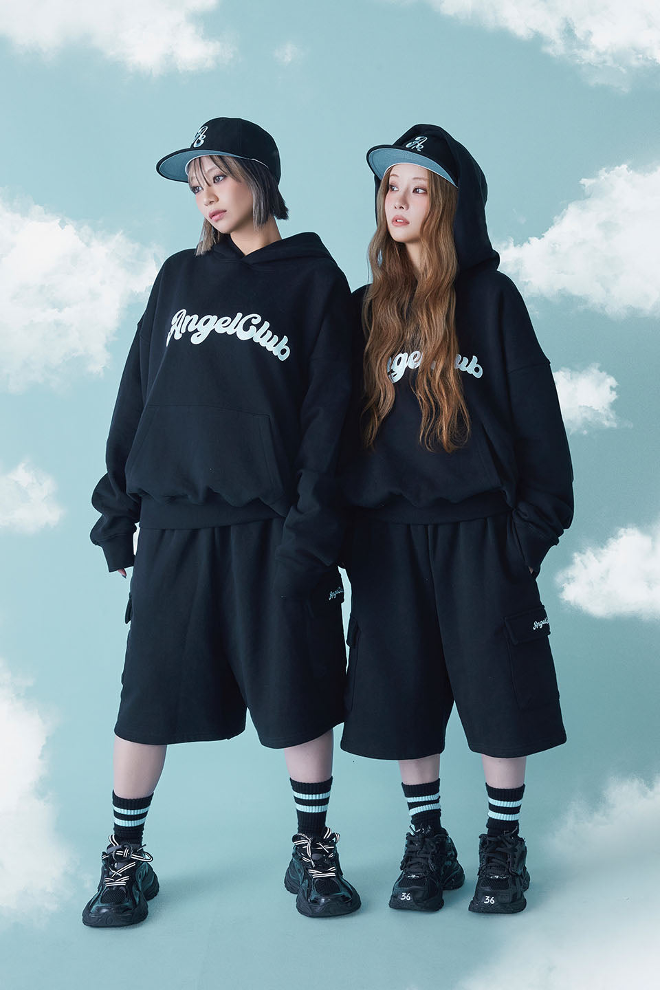 ANGEL Oversized Logo Hoodie Black