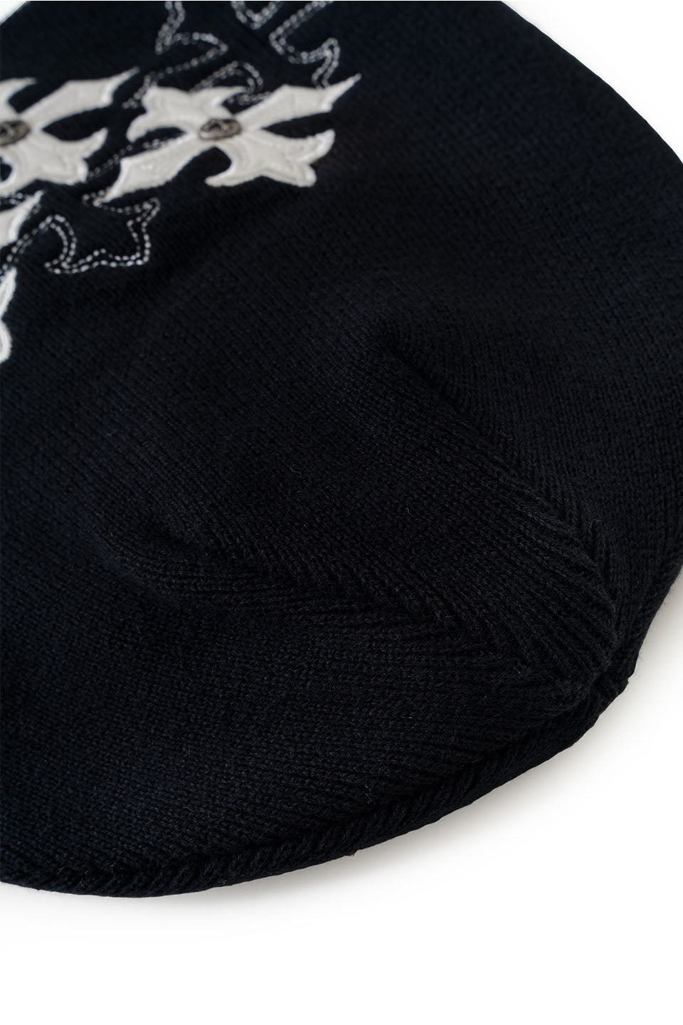 Multiple Cross Leather Patch Beanie