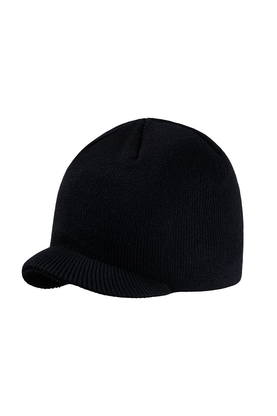 Cross Leather Patch Brim Knit Beanie