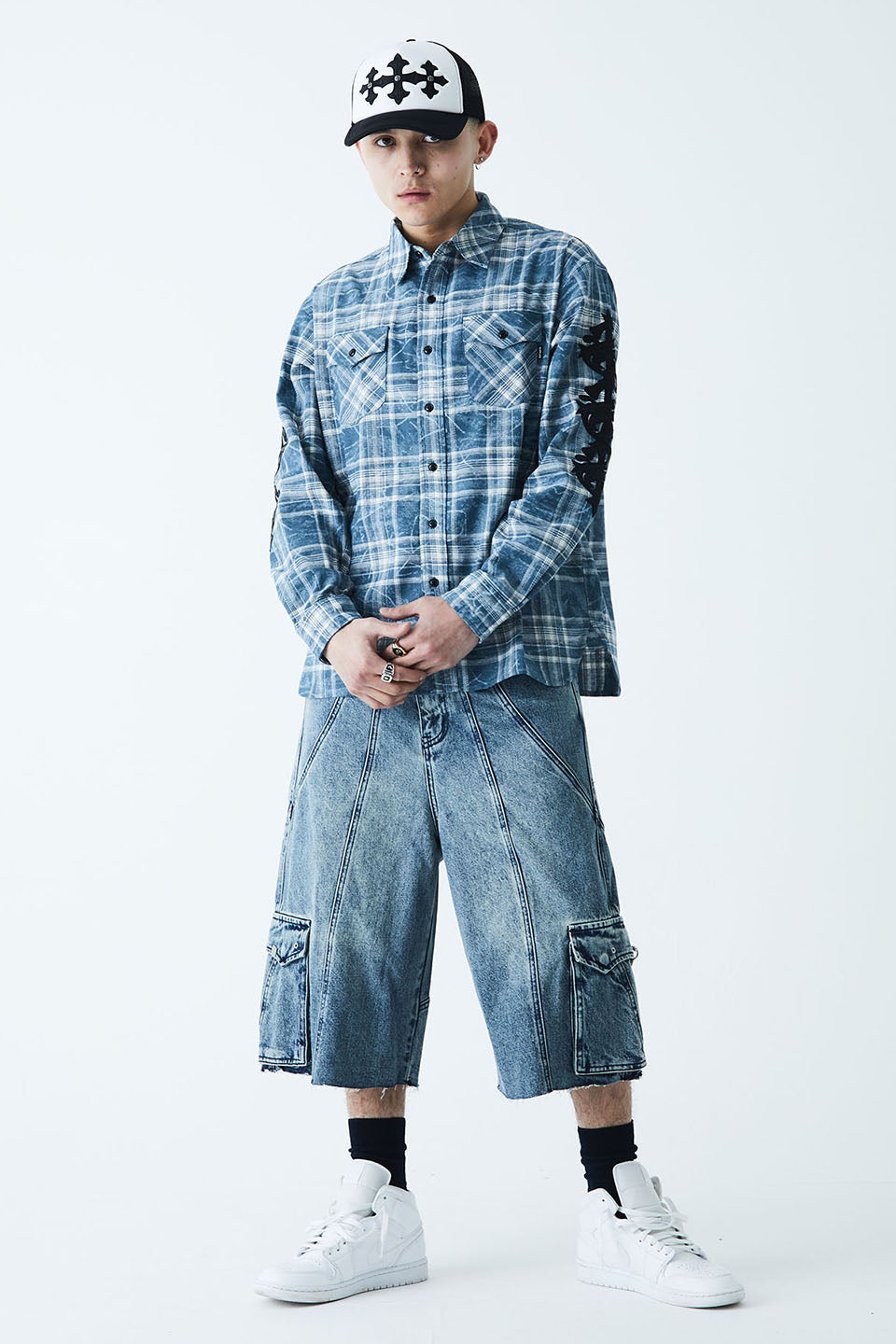 Cross Leather Patch Mesh Cap