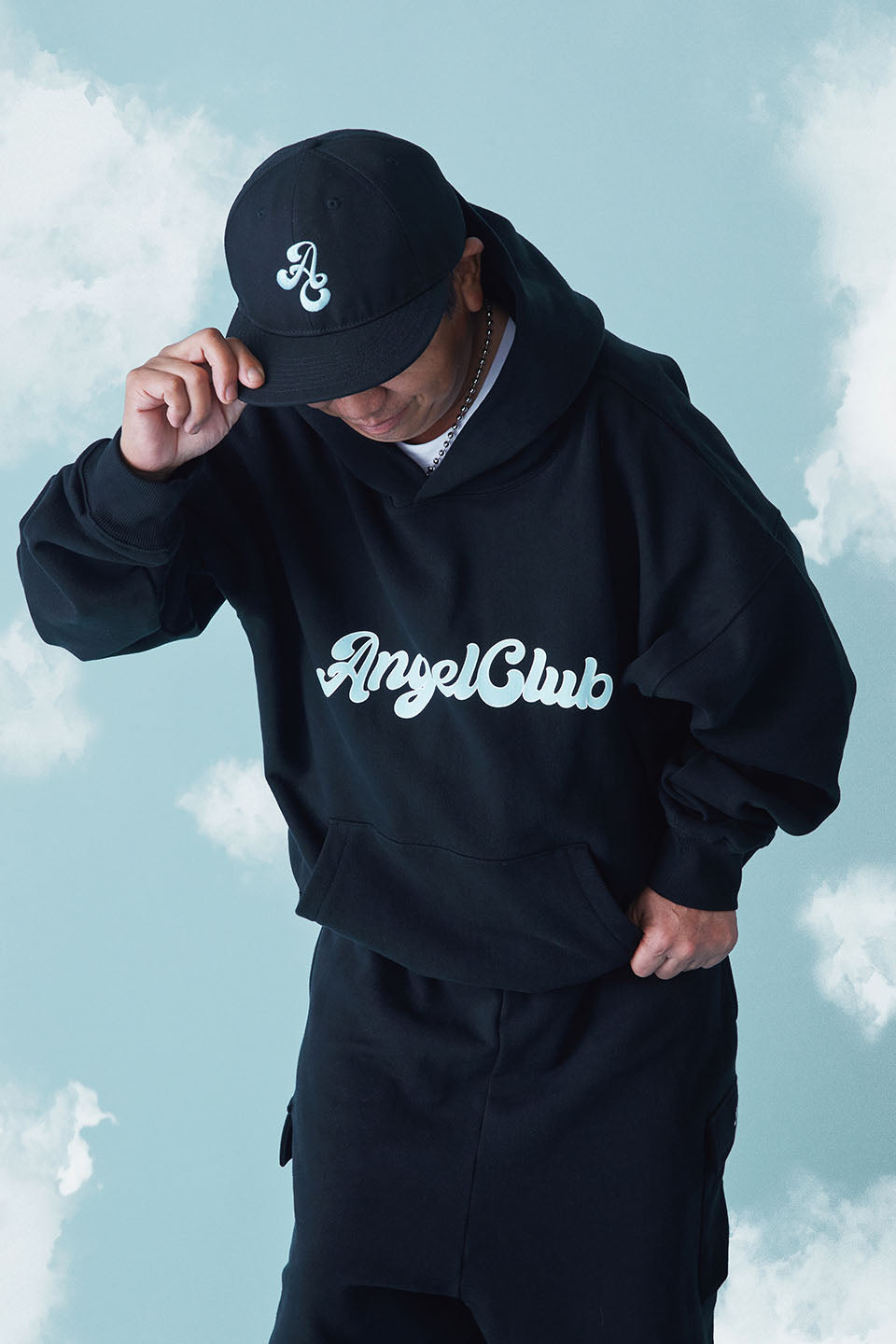 ANGEL Oversized Logo Hoodie Black