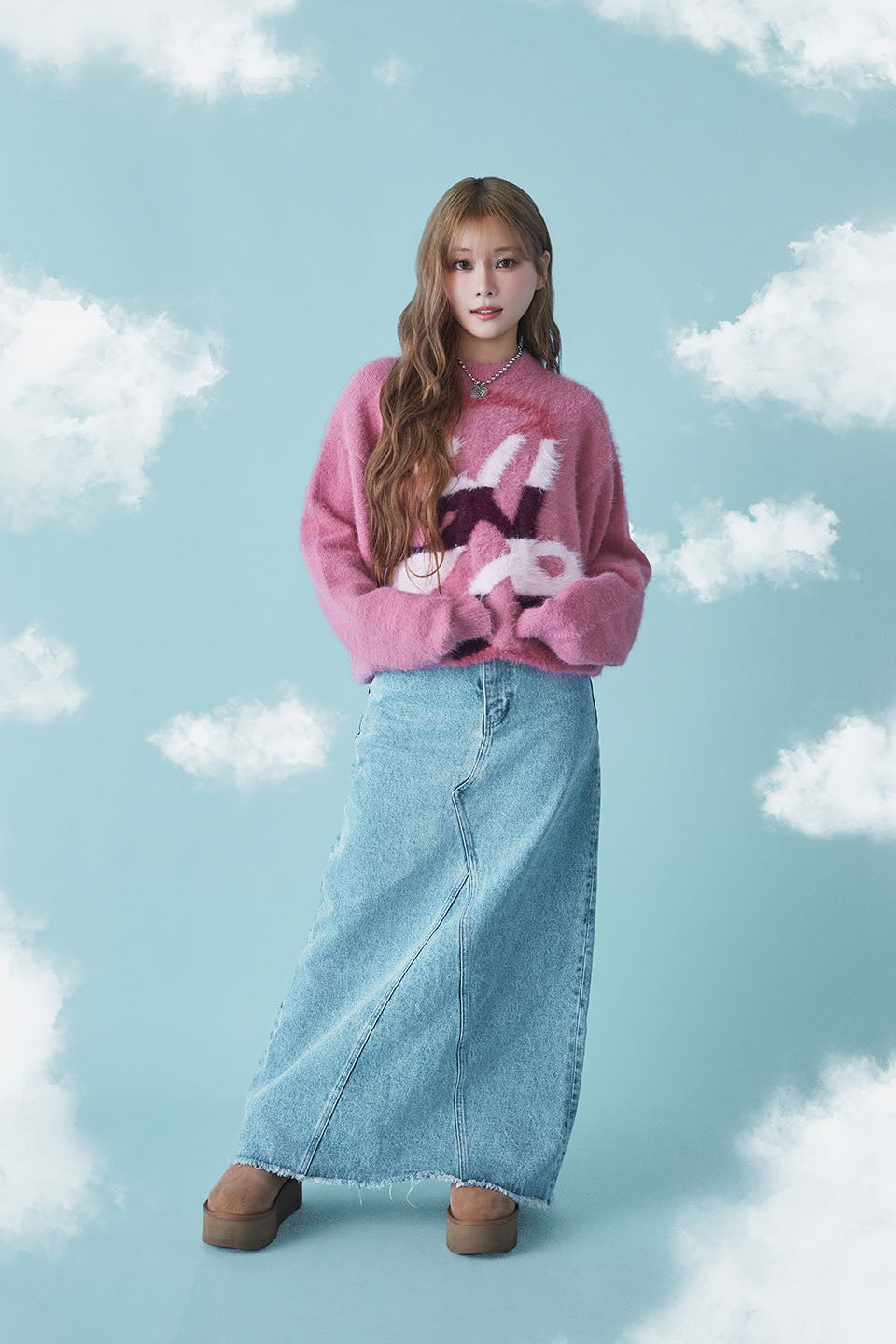 ANGEL Oversized Gradation Logo Knit Pink