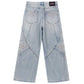 【予約商品】Cross Leather Patch Baggy Denim Pants【9月下旬~10月上旬お届け】