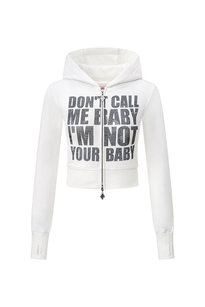Not Your Baby Cropped Zip Hoodie