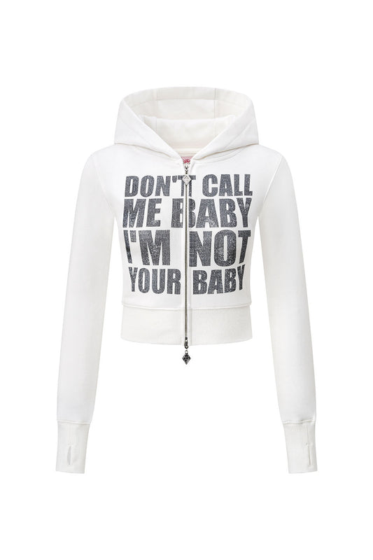 Not Your Baby Cropped Zip Hoodie