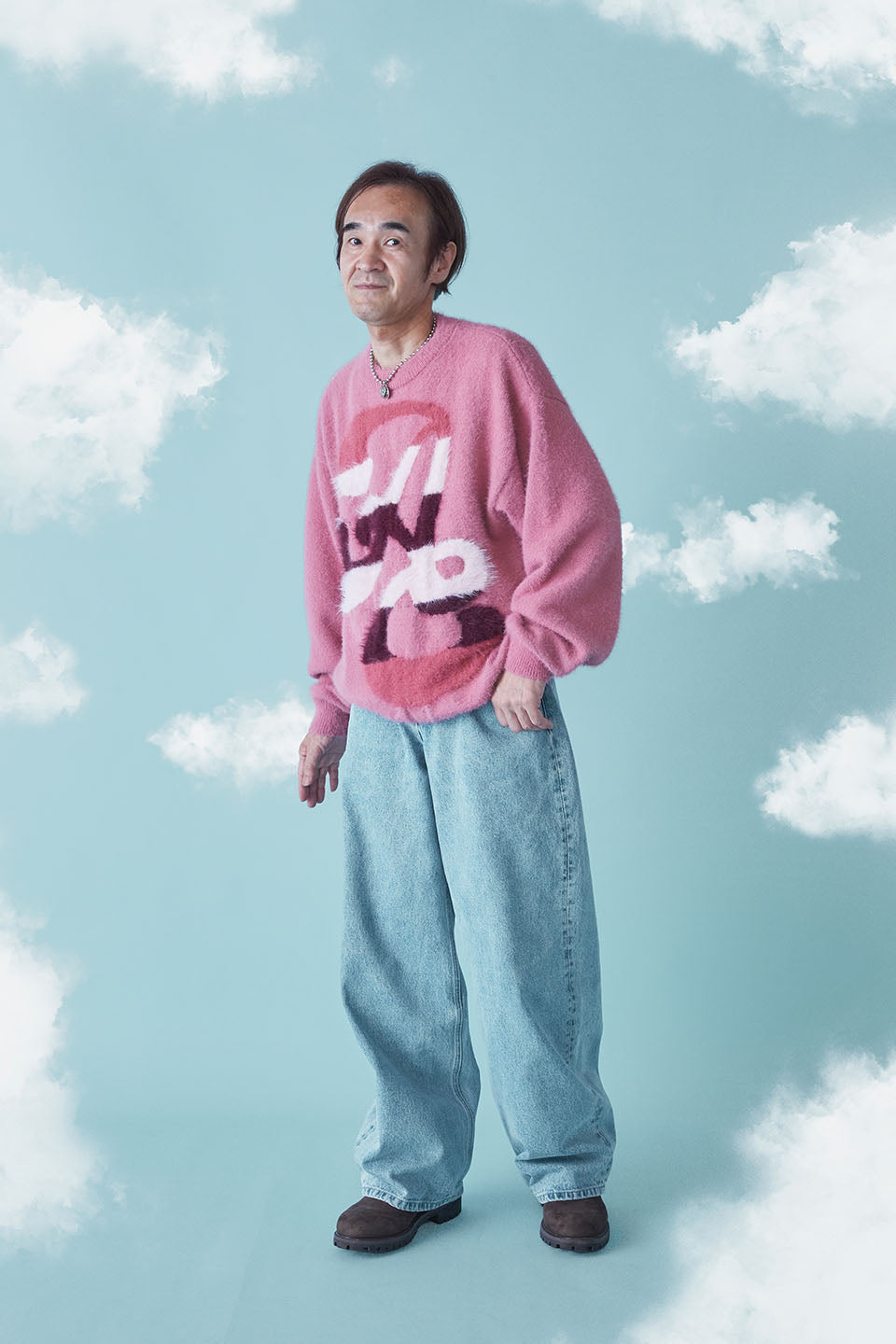 ANGEL Oversized Gradation Logo Knit Pink