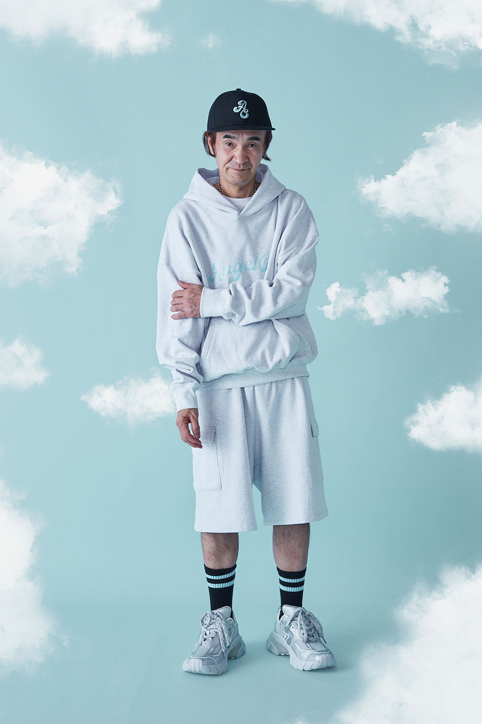 ANGEL Oversized Logo Hoodie Gray