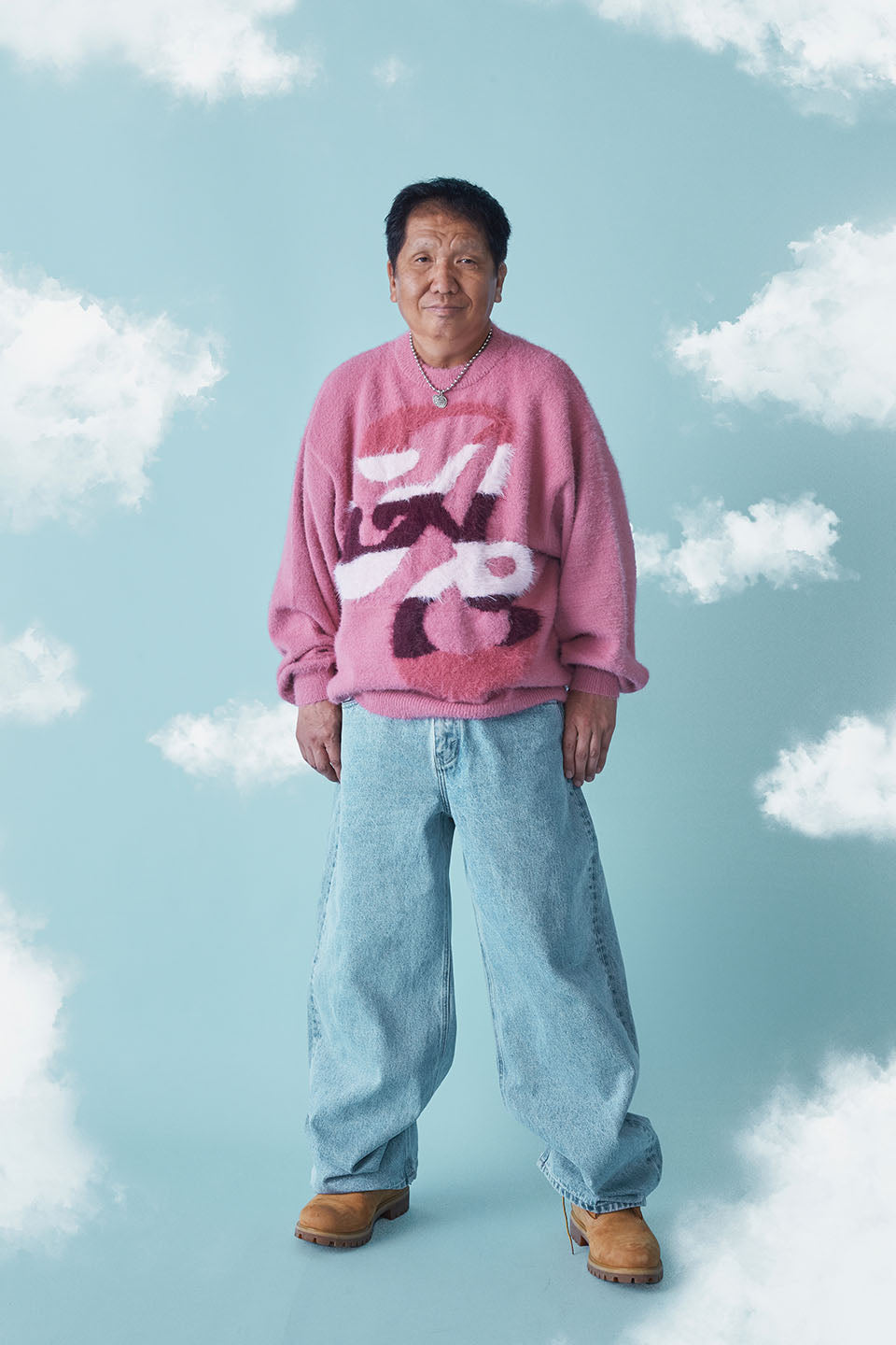 ANGEL Oversized Gradation Logo Knit Pink