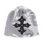 Camouflage Cross Leather Patch Beanie