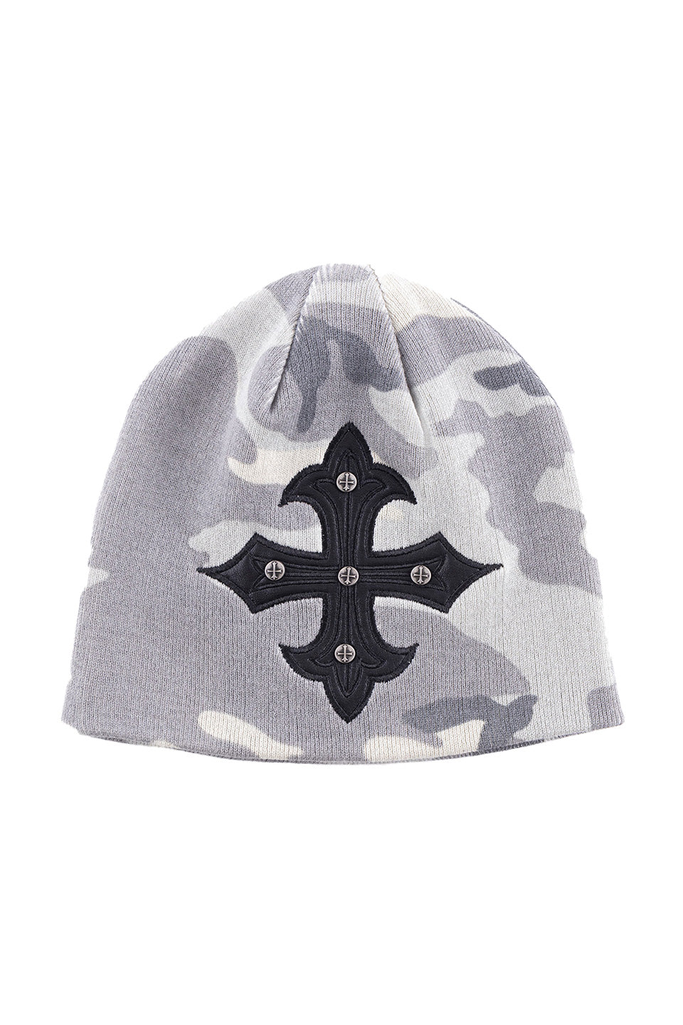 Camouflage Cross Leather Patch Beanie