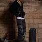 Rhinestone Black Zip-Up Hoodie