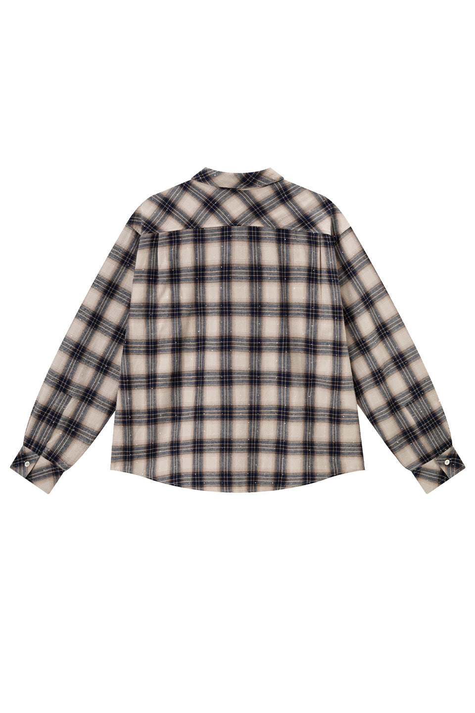 【I don't go to the moon】 Rhinestone Check Shirt
