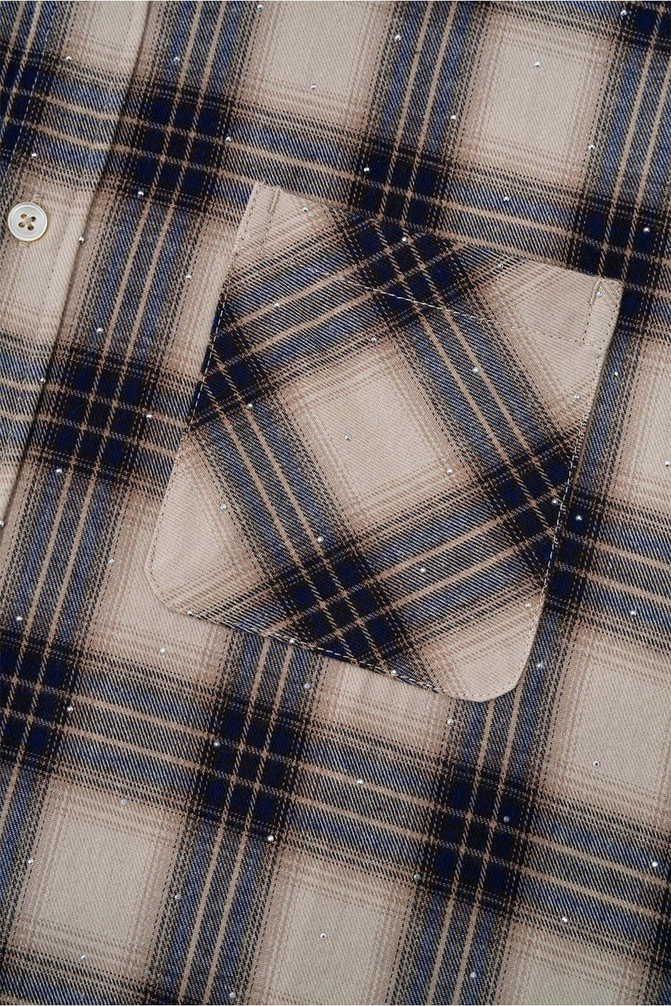 【I don't go to the moon】 Rhinestone Check Shirt