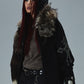 【予約商品】Rhinestone Cross Sleeve Zip Hoodie【11月中旬~下旬お届け】