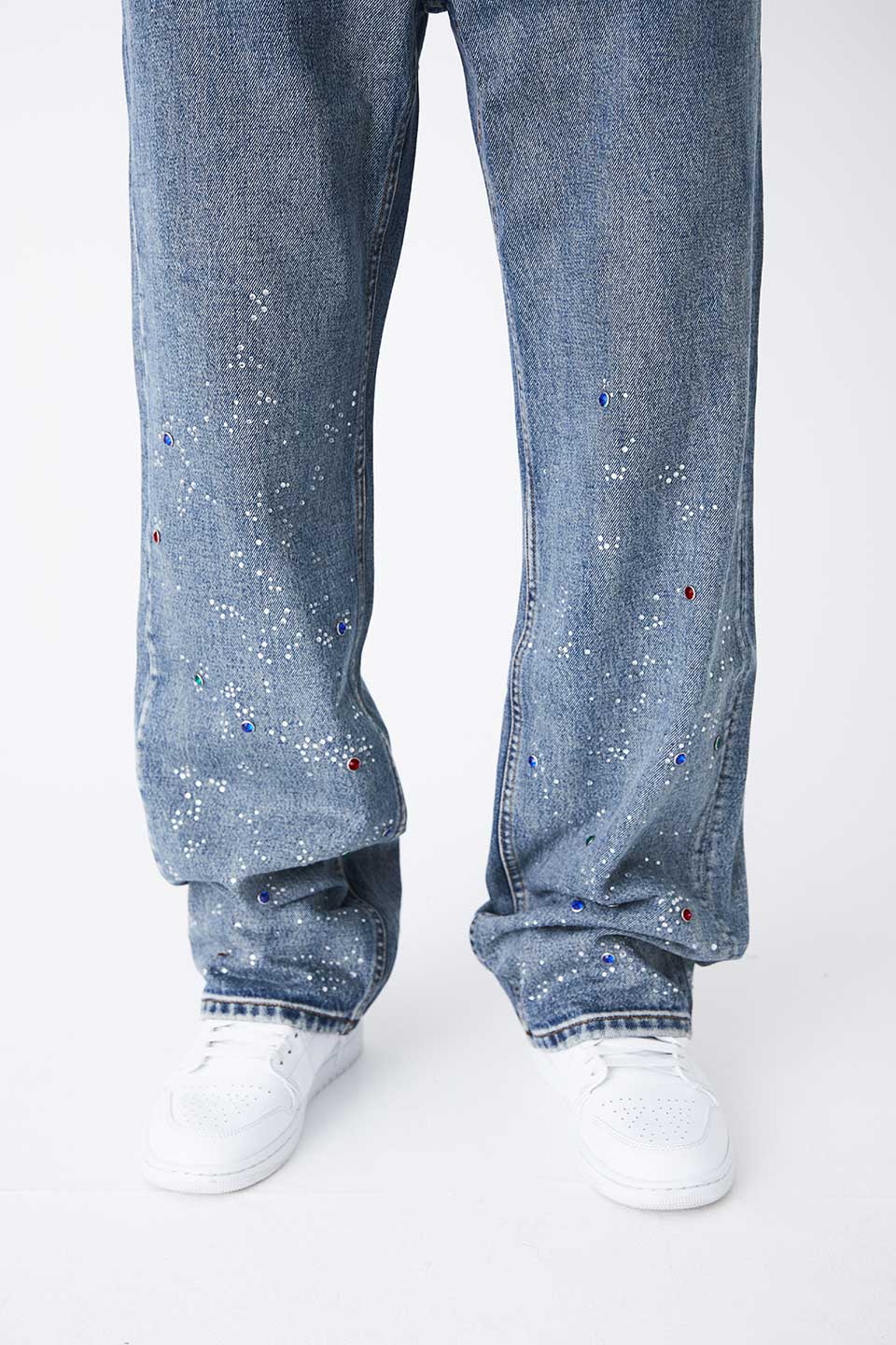 Rhinestone Denim Pants