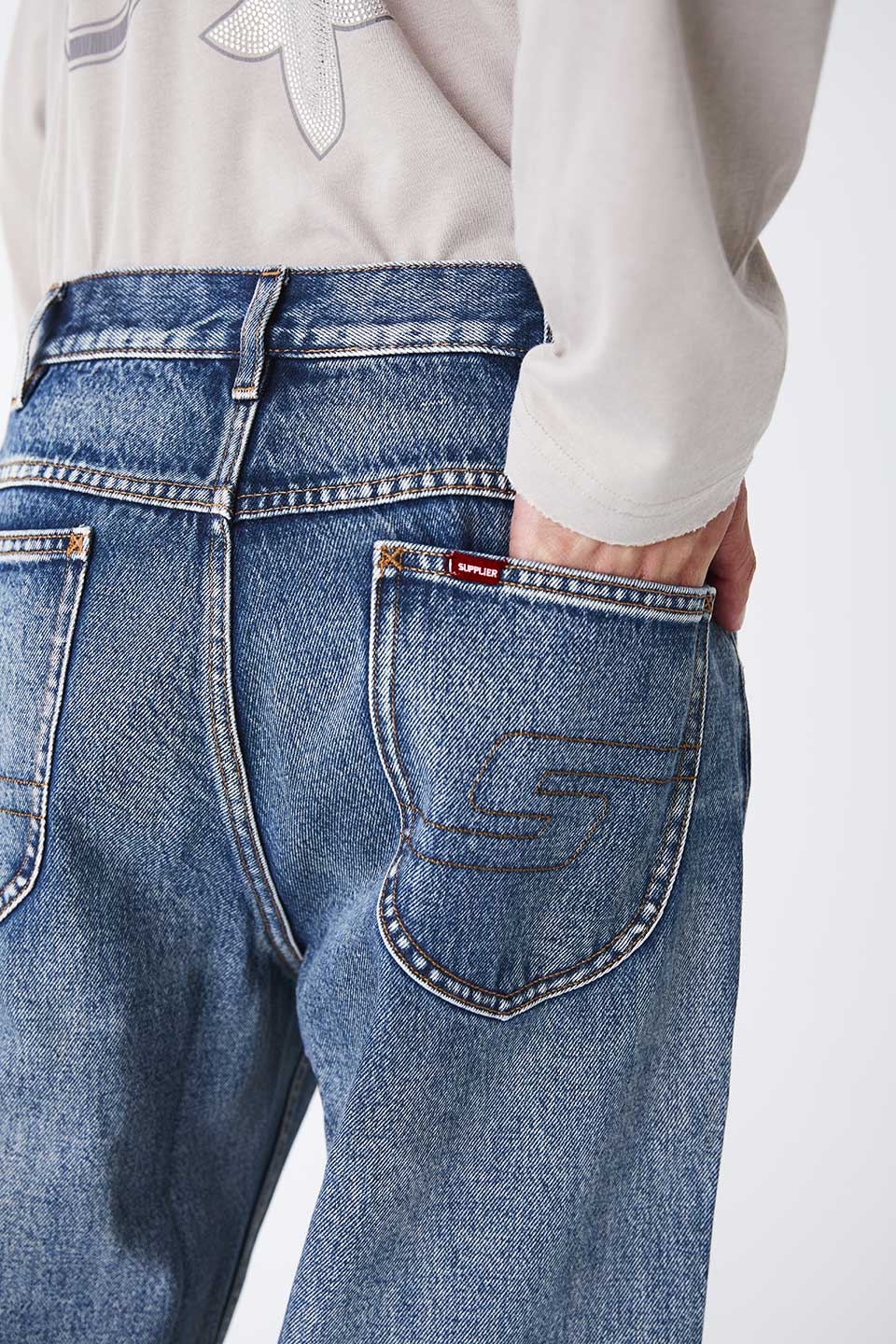 Rhinestone Denim Pants