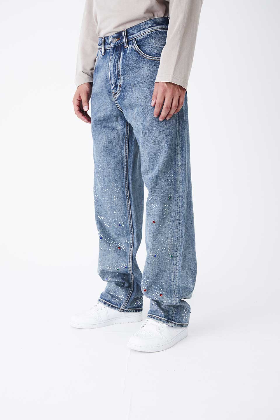 Rhinestone Denim Pants