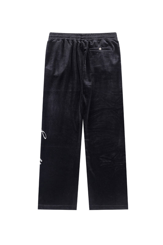 Rhinestone Velour Track Pants