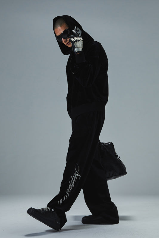 【予約商品】Cross Rhinestone Velour Zip Hoodie【10月下旬~11月上旬お届け】