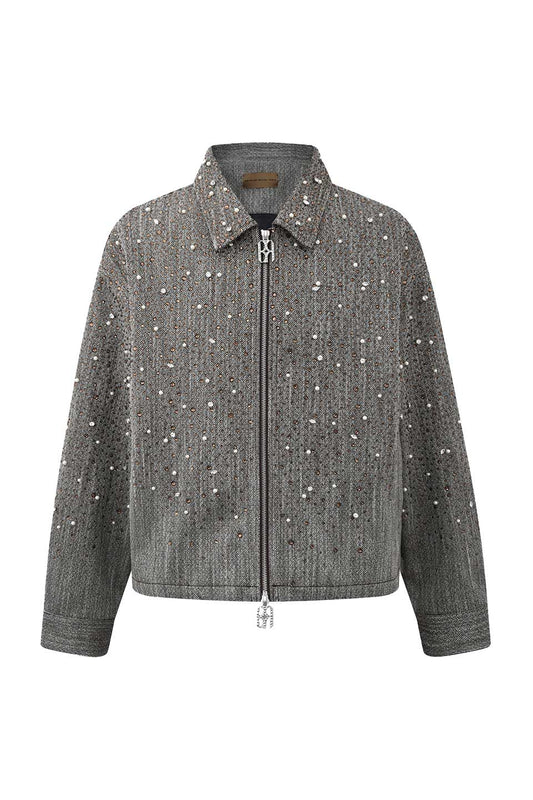 Rhinestone Zipper Jacket