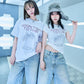 【I don't go to the moon】 Moon Rhinestone Tee - Oversize Fit