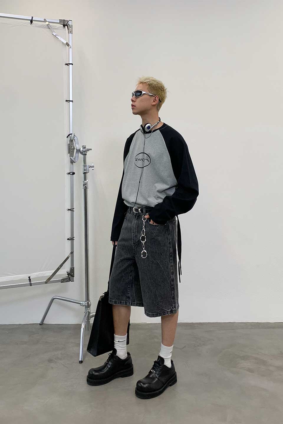 Root-Dyed Mid-Rise Denim Shorts