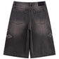 Royal Cross Rhinestone Baggy Denim Shorts